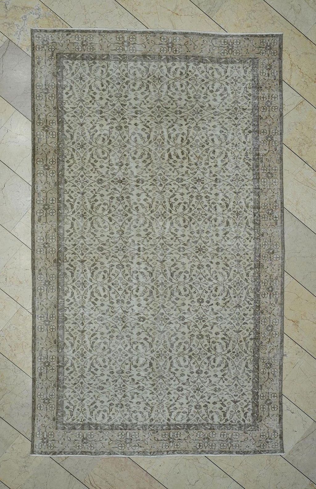 Floral Vintage Oushak Rug: 5.3x8.8 Feet,Handmade Turkish Area Rugs.