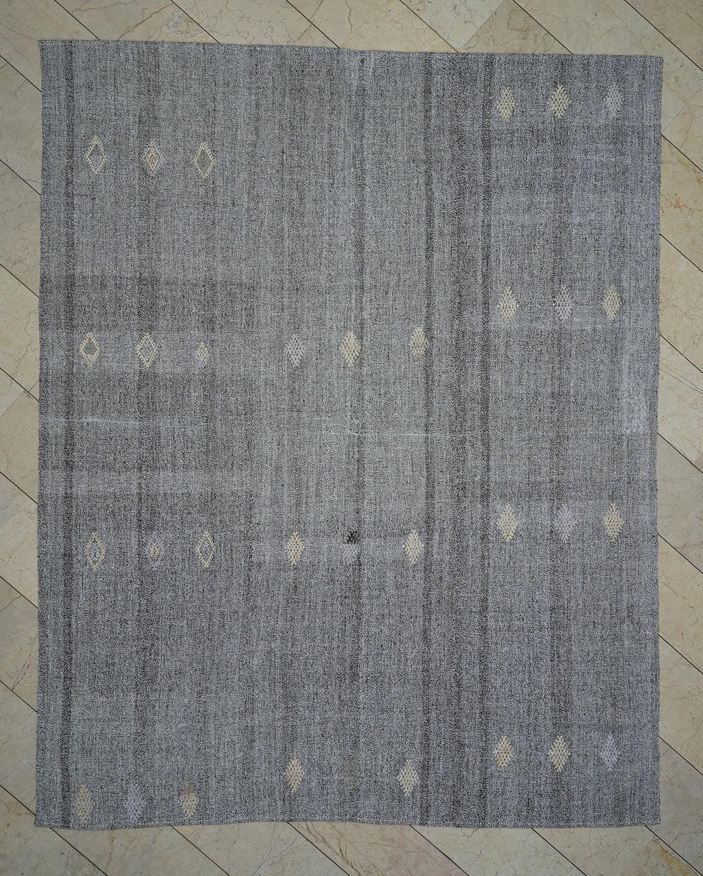 8x10 Scandinavian Style Home Decor - Natural Gray Flat-weave Turkish Kilim Rug.