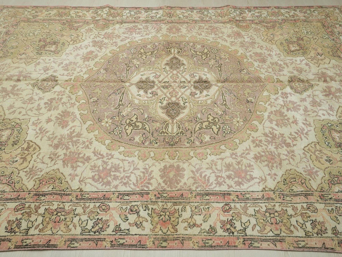Handmade Turkish Oushak Rug: Mid Century Modern Carpet Rugs, 7'x9.6' Feet.