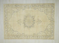 Mid Century Modern Oushak Rug: 6.11"x9.10" Feet,Faded Color Turkish Wool Rugs.