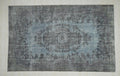 Overdyed Gray Oushak Rug: Mid-Century Turkish Wool Carpet 6,5x10,3 Ft