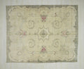 Floral Oushak Turkish Rug: Light Green Vintage Medallion Carpet, 7.4x9.3 ft