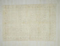 Geometric Vintage Oushak Rug: Beige Gray Turkish Wool Carpet 6.5x9.7 ft.