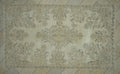 Vintage Oushak Wool Carpet Rug: Handmade Turkish Medallion Design (6.1x10.3 ft)