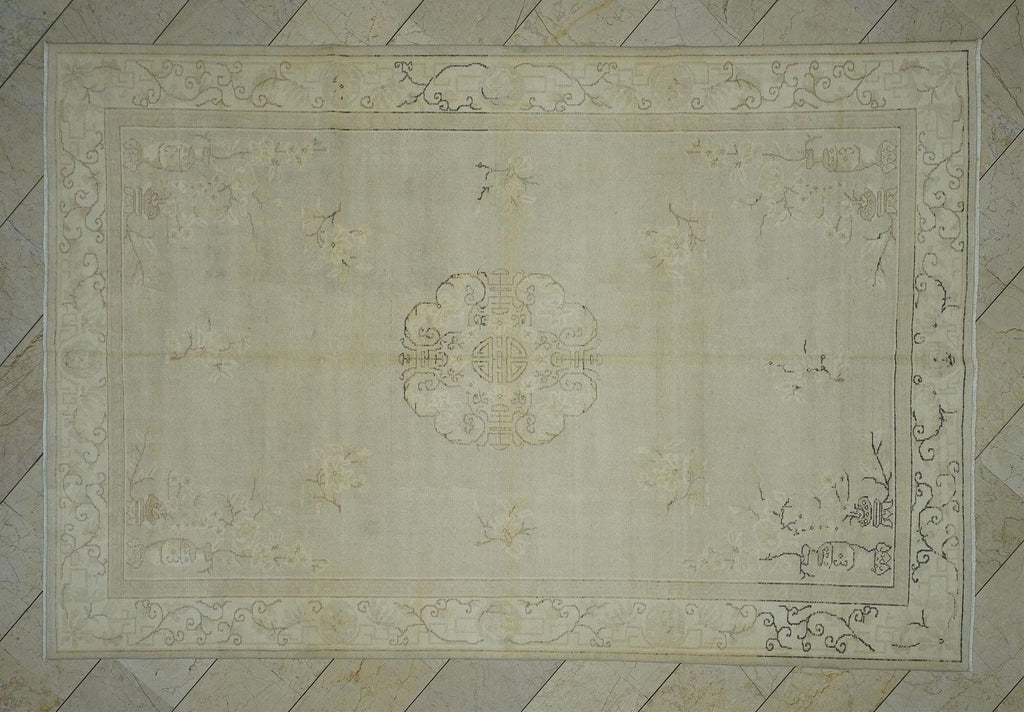 Handmade Wool Oushak Rug: 7x10 Gray Brown Turkish Carpet