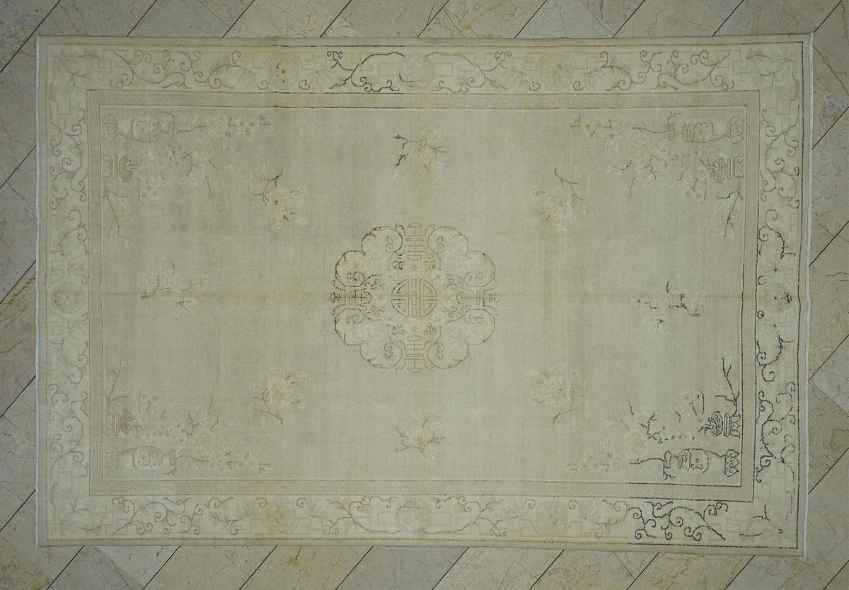 Handmade Wool Oushak Rug: 7x10 Gray Brown Turkish Carpet