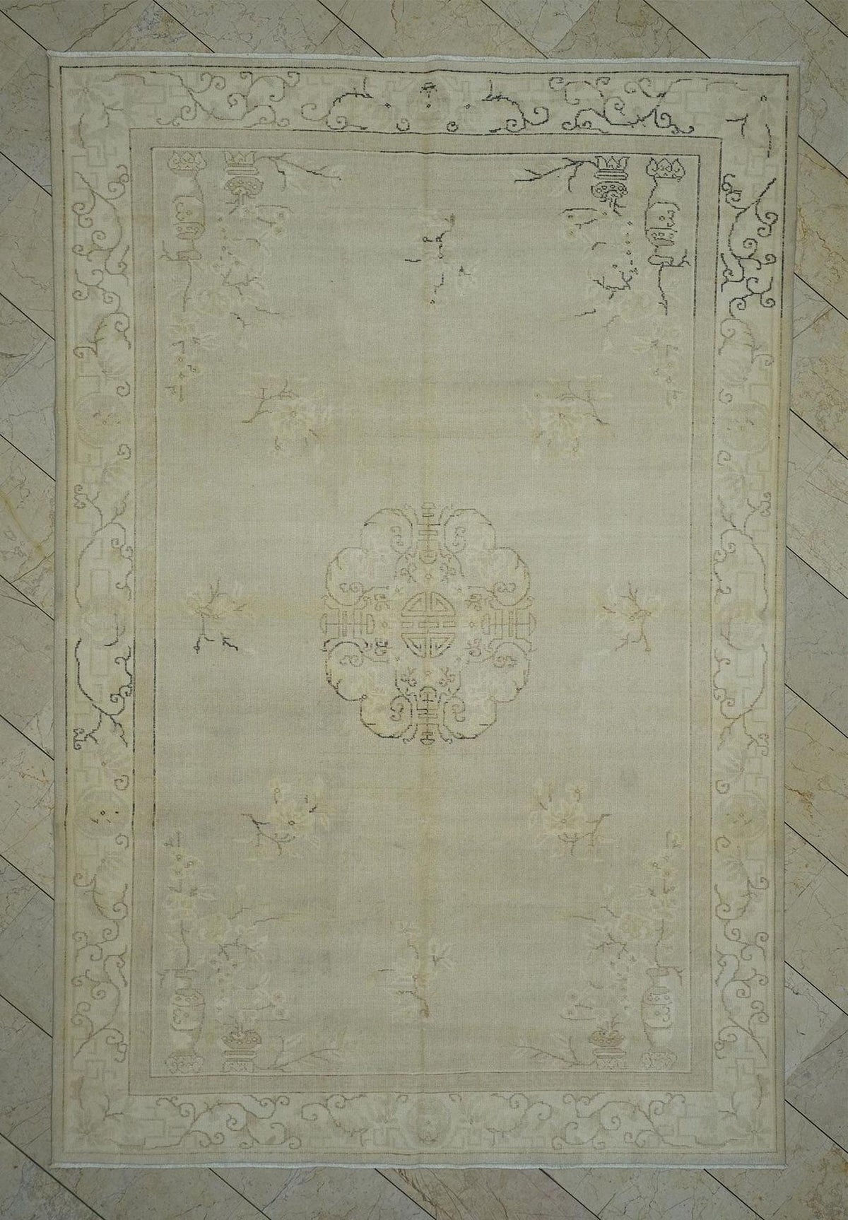 Handmade Wool Oushak Rug: 7x10 Gray Brown Turkish Carpet