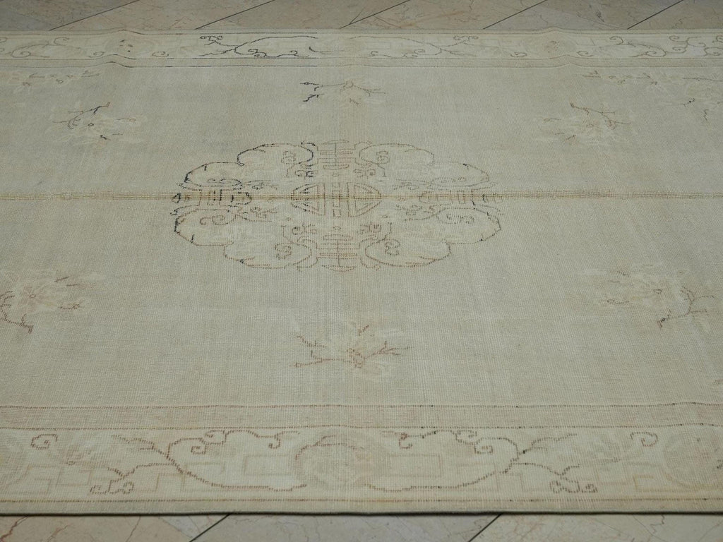 Handmade Wool Oushak Rug: 7x10 Gray Brown Turkish Carpet