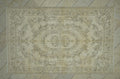 6x9 Vintage Oushak Rug: Natural Medallion Turkish Wool Carpet