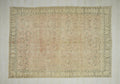 Large Salmon Pink Oushak Rug: Vintage Turkish Wool Carpet 7x10 Ft.