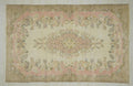 Salmon Pink Oushak Rug: Large Vintage Turkish Carpet, 6"x9,6" Feet.