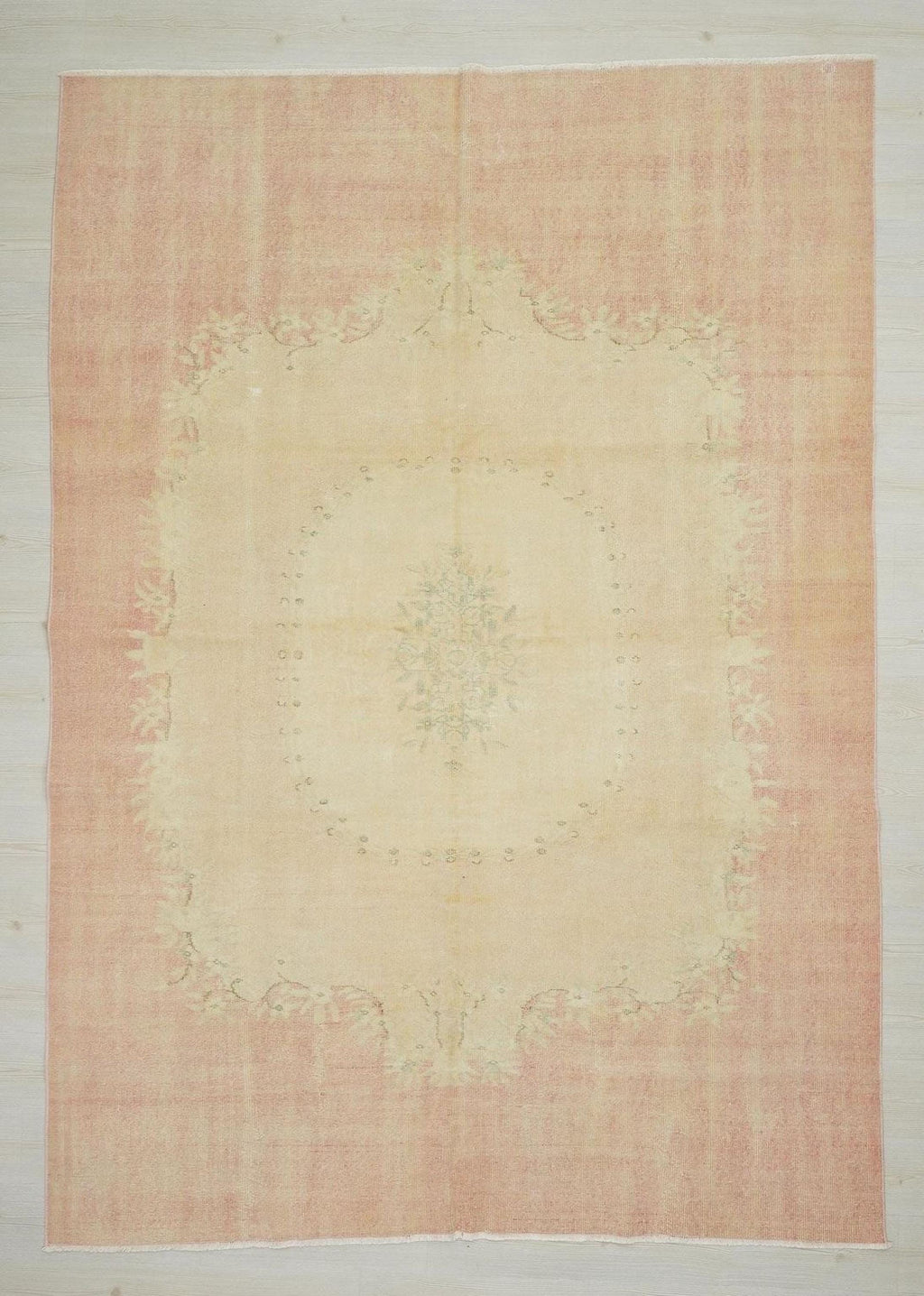 Faded Pastel Oushak Rug 7"x10" Feet, Turkish Wool Area Carpet.