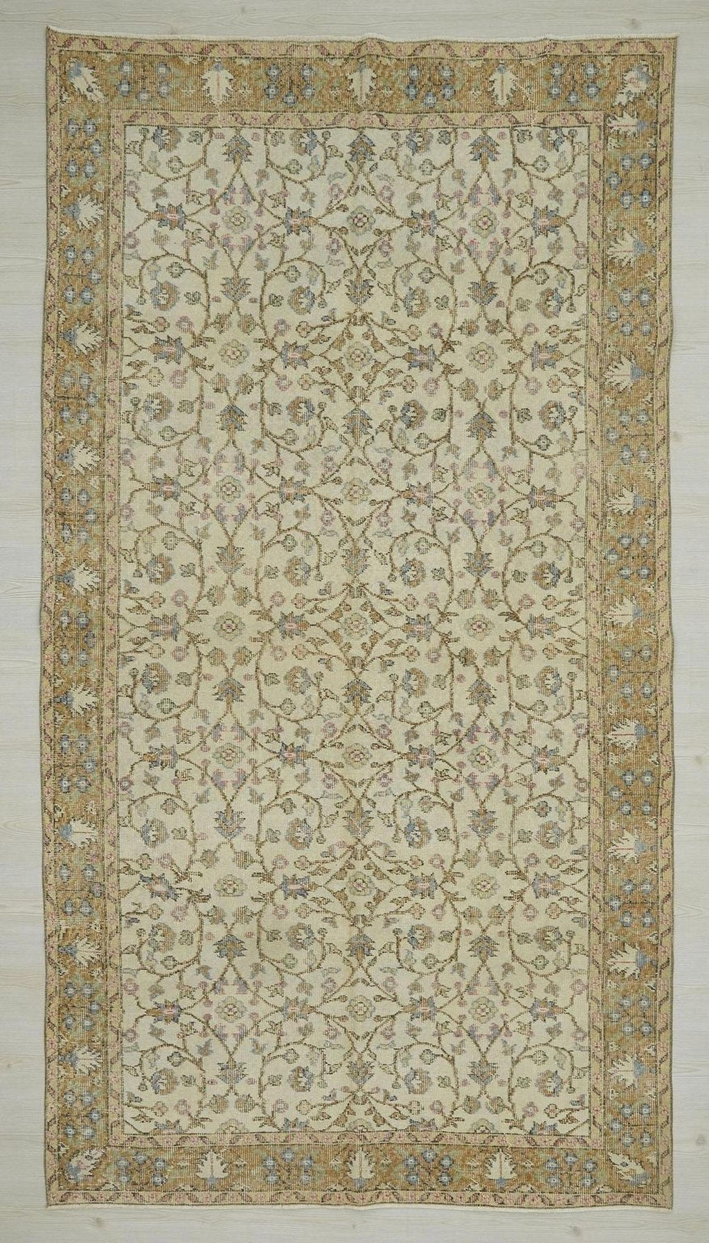 1960s Antique Oushak Rug,Seven Mountain Flowers Design Wool Turkish Carpet Rugs 5x9