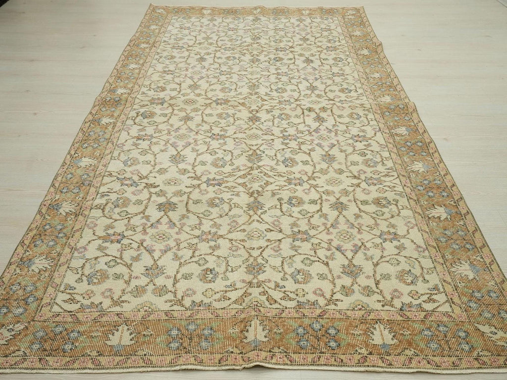 1960s Antique Oushak Rug,Seven Mountain Flowers Design Wool Turkish Carpet Rugs 5x9