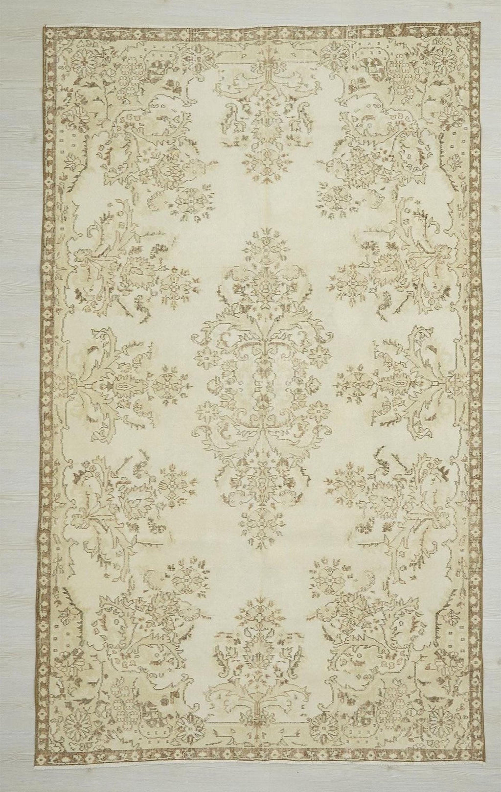 Wool Oushak Rug,6x9 Mid Century Modern Vintage Turkish Carpet.
