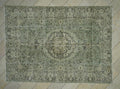 7x10 Feet Green & Brown Vintage Oushak Carpet Rug: Large Size Wool Turkish Rugs.