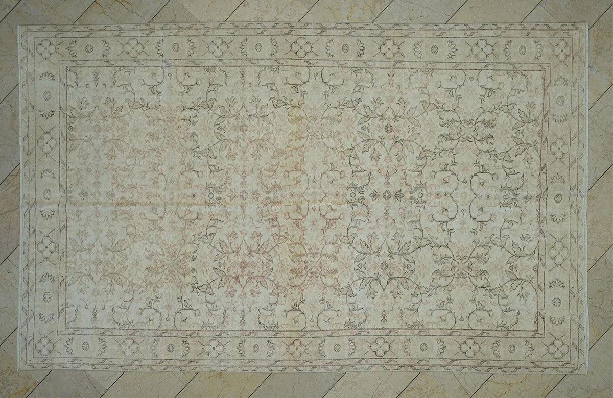 Large Turkish Wool Rug,7x10 Low Pile Double Knot Woven Muted Home Living Decor.