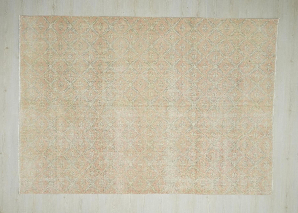 Large Turkish Oushak Rug: Handmade Wool Carpet 7,1x10,2 Feet.