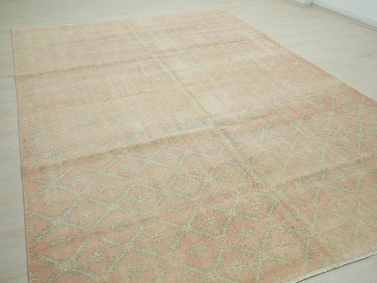 Large Turkish Oushak Rug: Handmade Wool Carpet 7,1x10,2 Feet.