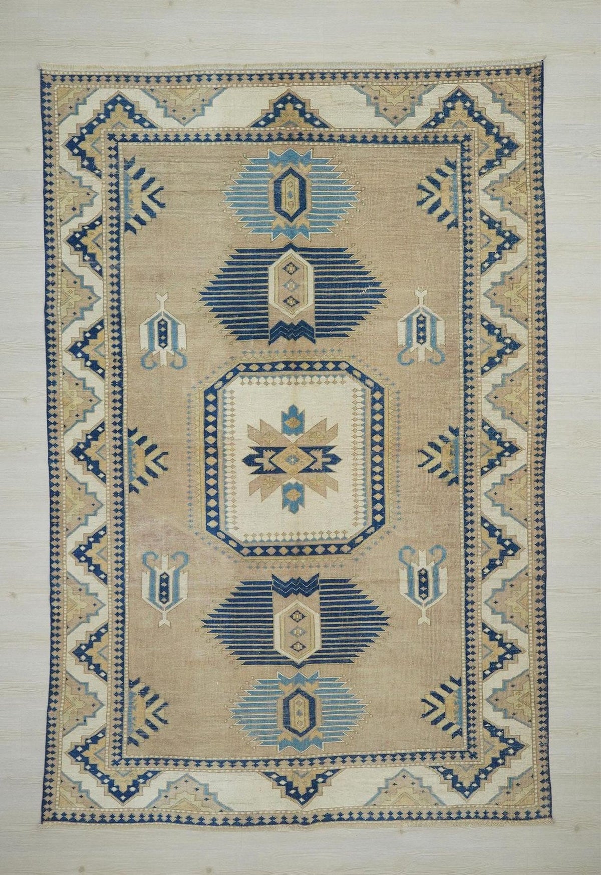 Handmade Wool Oushak Rug: Modern Turkish Vintage Carpet, 6,6"x10,1" Feet.