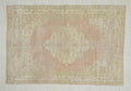 Vintage Wool Oushak Rug: 5.3"x7.8' Feet,Turkish Medallion Pattern Carpet Rugs.