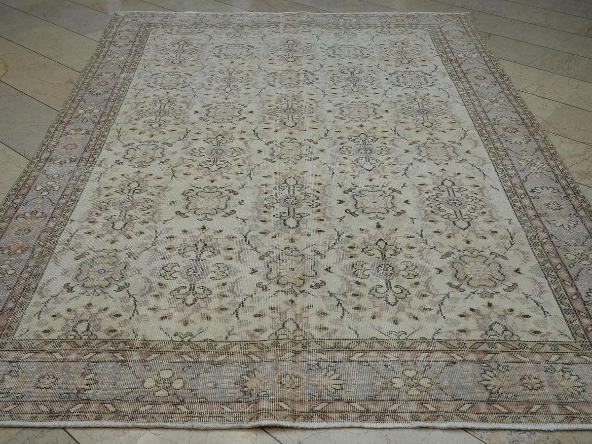 Vintage Turkish Oushak Rug 7x10: Handmade Wool & Cotton