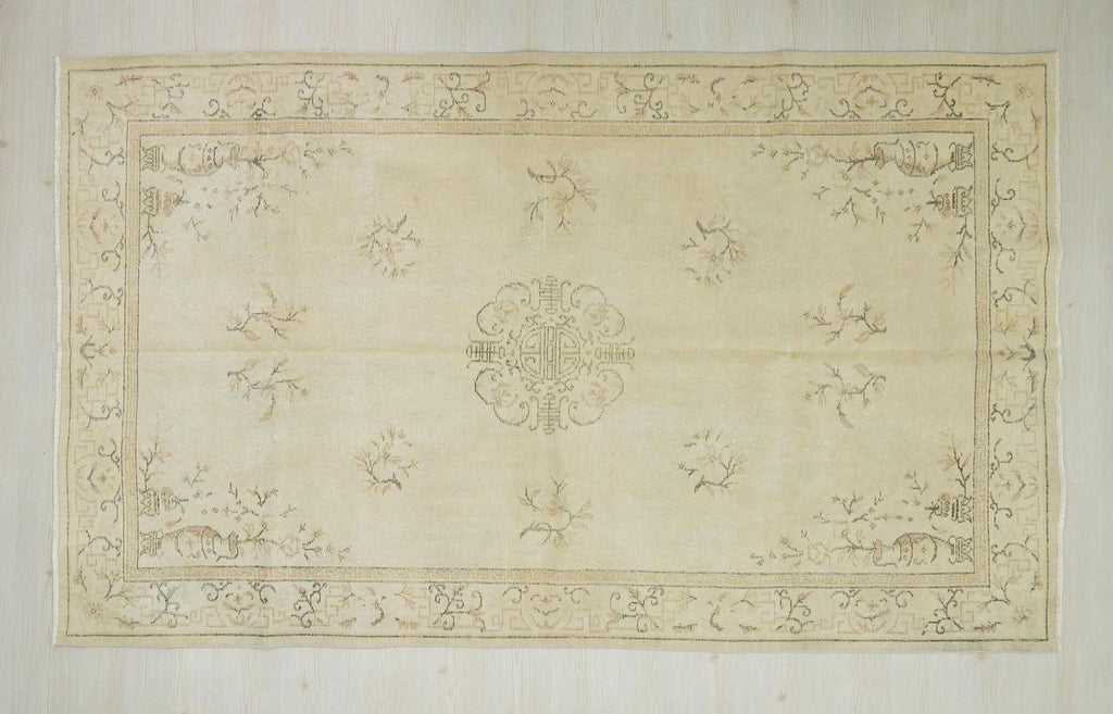 Handmade Oushak Rug: Mid Century Modern Turkish Carpet Rugs,5,8"x9,5" Feet.