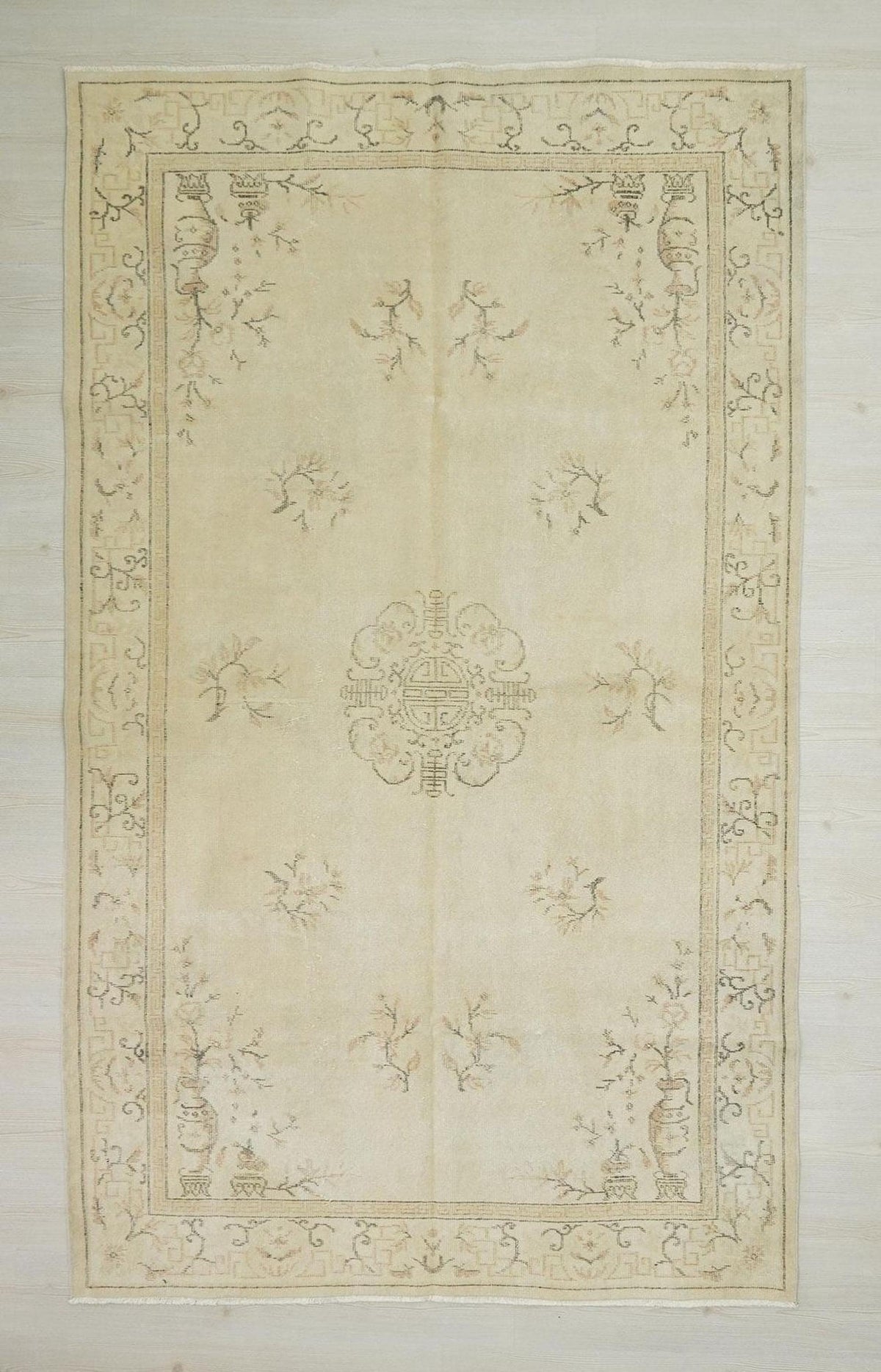 Handmade Oushak Rug: Mid Century Modern Turkish Carpet Rugs,5,8"x9,5" Feet.