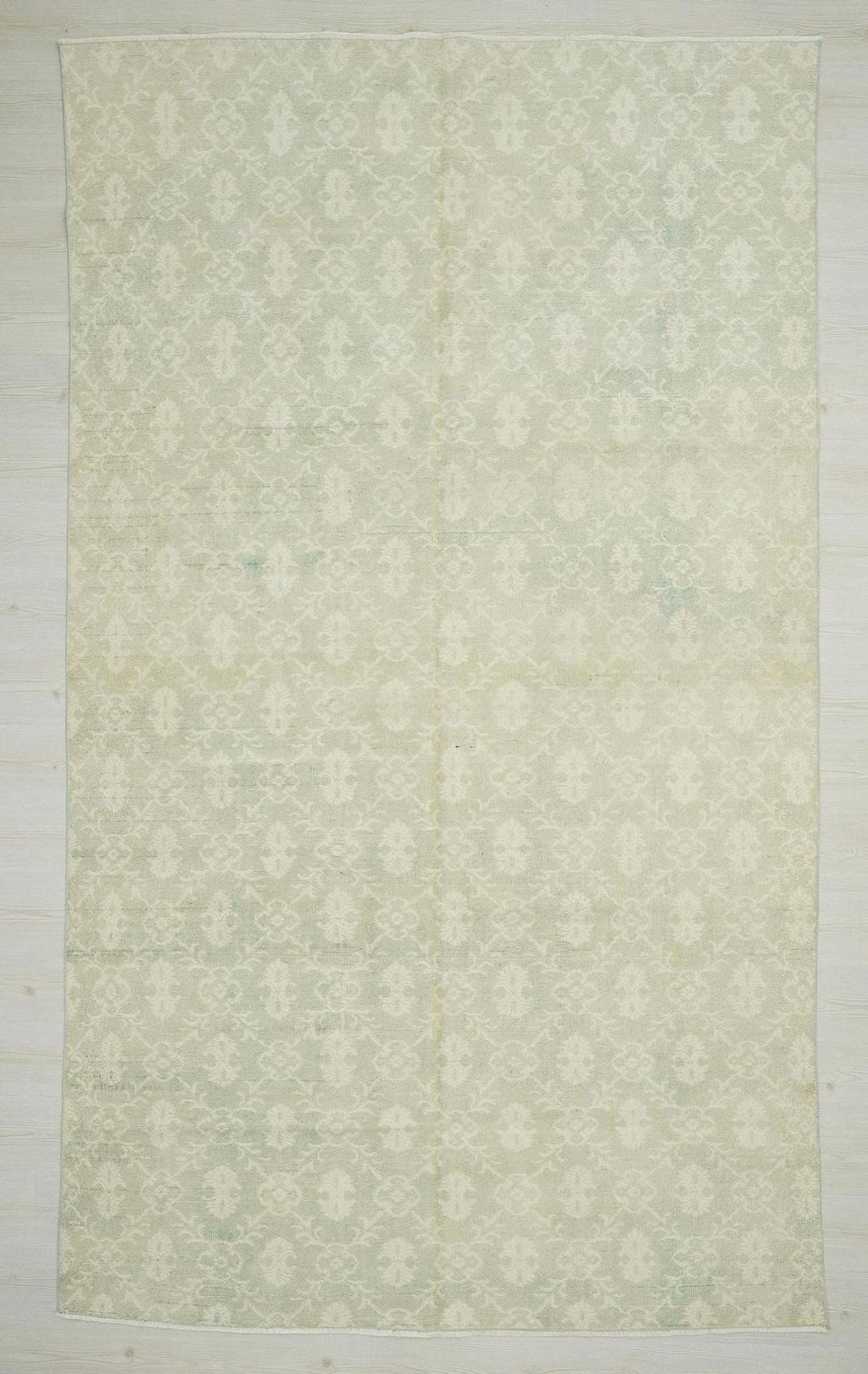 Light Blue Vintage Oushak Rug: Mid Century Modern Turkish Wool Carpet,6,5"x11,1" Ft.