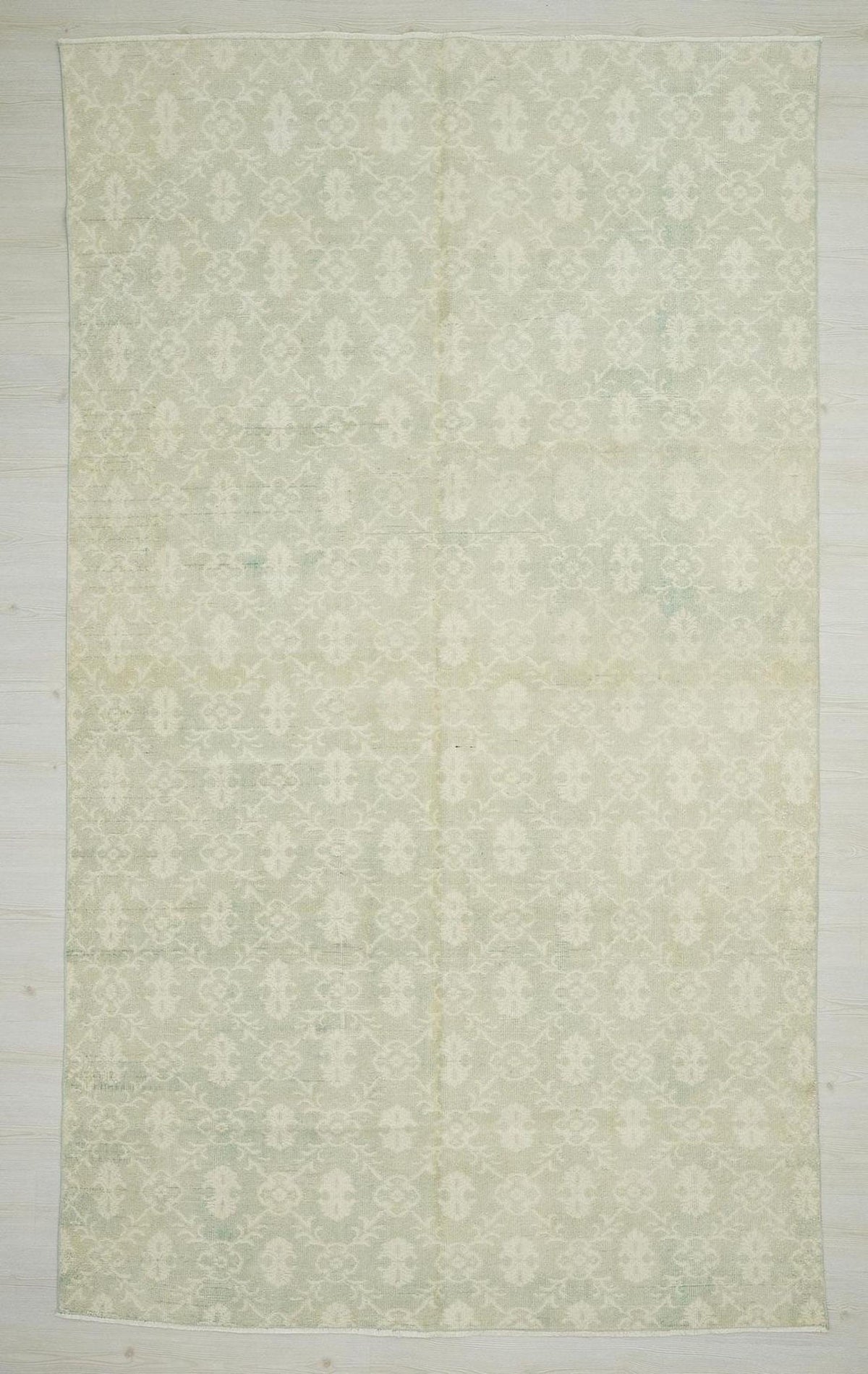 Light Blue Vintage Oushak Rug: Mid Century Modern Turkish Wool Carpet,6,5"x11,1" Ft.