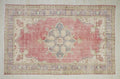Large Vintage Oushak Rug: Handmade Turkish Wool Carpet Rugs, 6,4"x10,2" Feet.