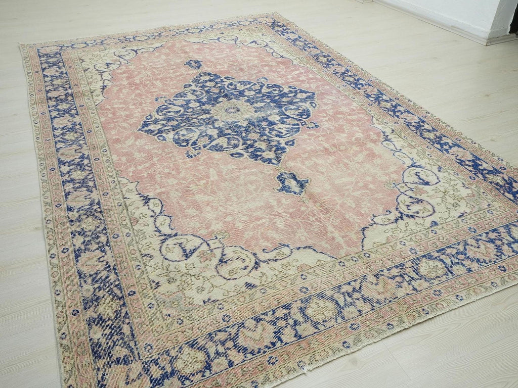 Handmade Oushak Rug: 66"x10" Feet, Mid-Century Modern Turkish Wool Carpet Rugs.