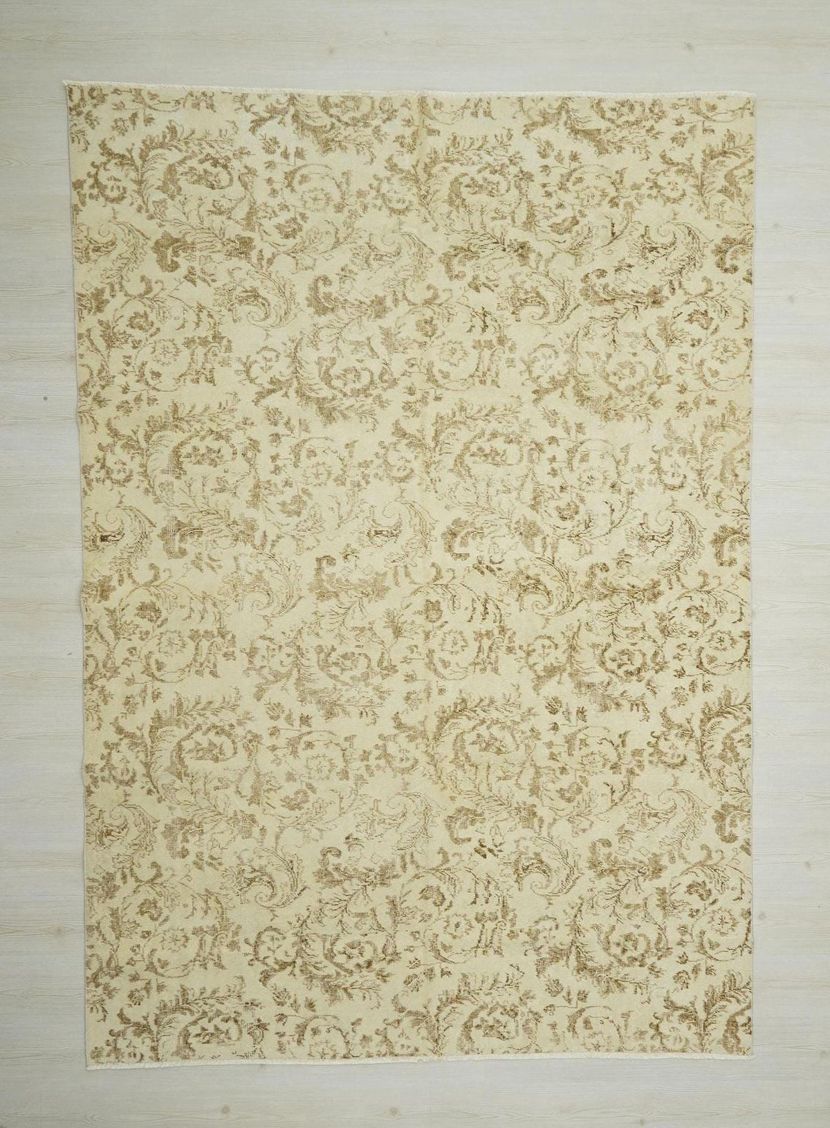 Vintage Turkish Oushak Rug: 6,8"x9,10" Feet, Mid Century Modern Wool Carpet Rugs.