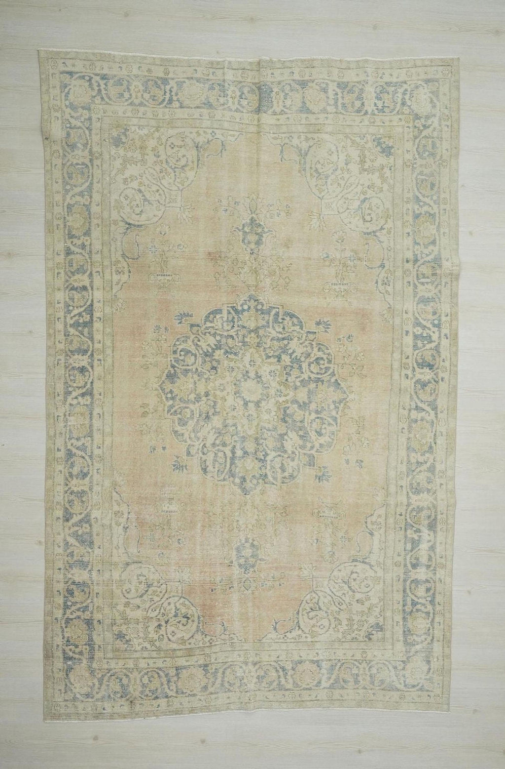 Large Oushak Turkish Rug: Mid Century Modern Handmade wool Rugs, 6.6 x 10.4 ft.