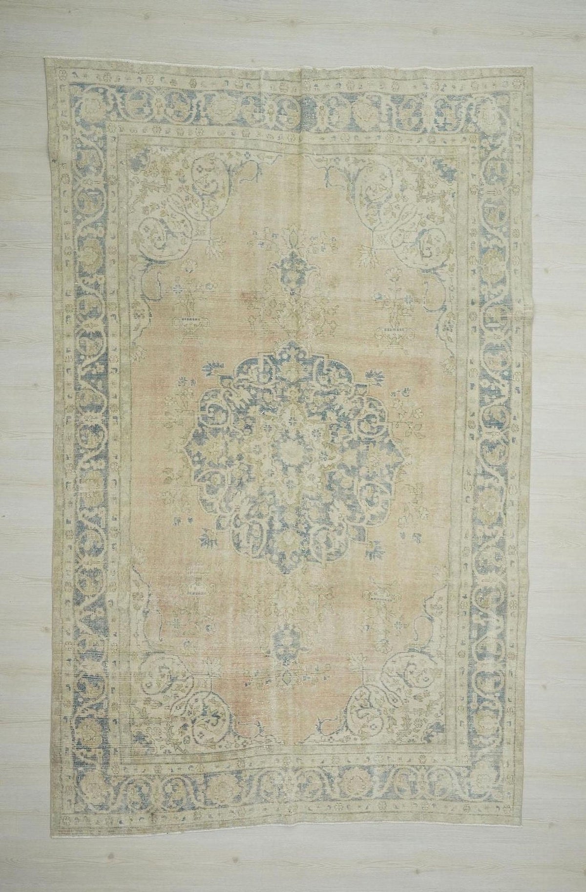 Large Oushak Turkish Rug: Mid Century Modern Handmade wool Rugs, 6.6 x 10.4 ft.