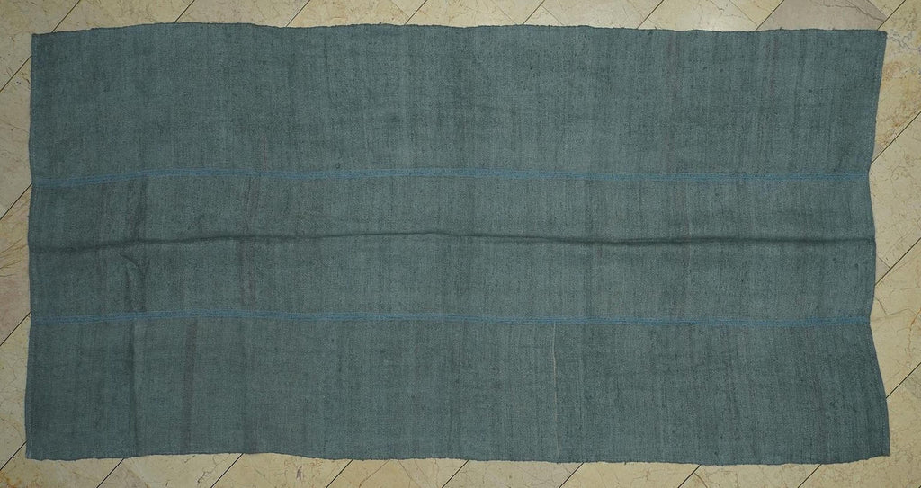 Oversized Gray Hemp Rug - 5.1"x10" - Mid-Century Modern Turkish Kilim