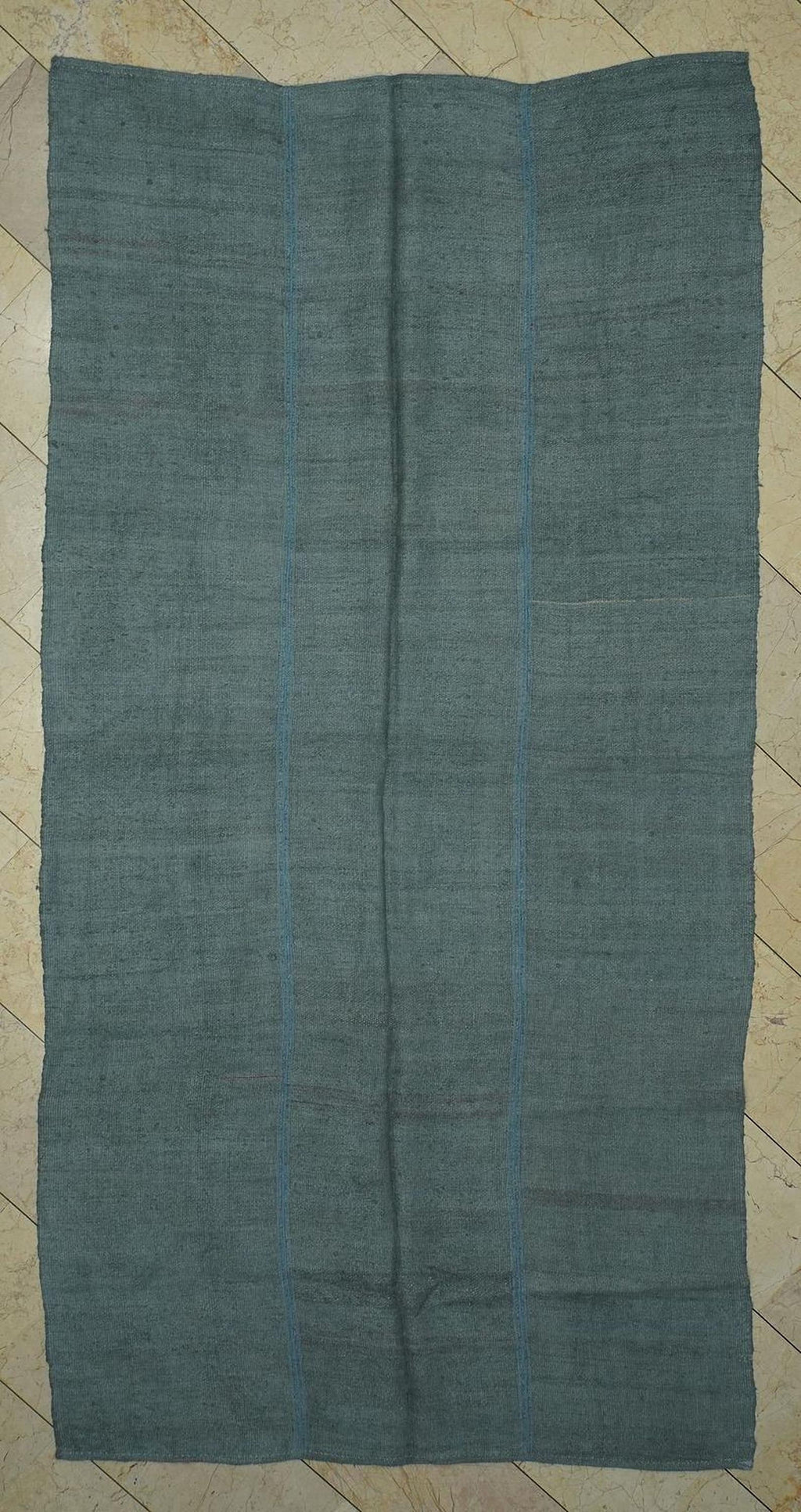 Oversized Gray Hemp Rug - 5.1"x10" - Mid-Century Modern Turkish Kilim