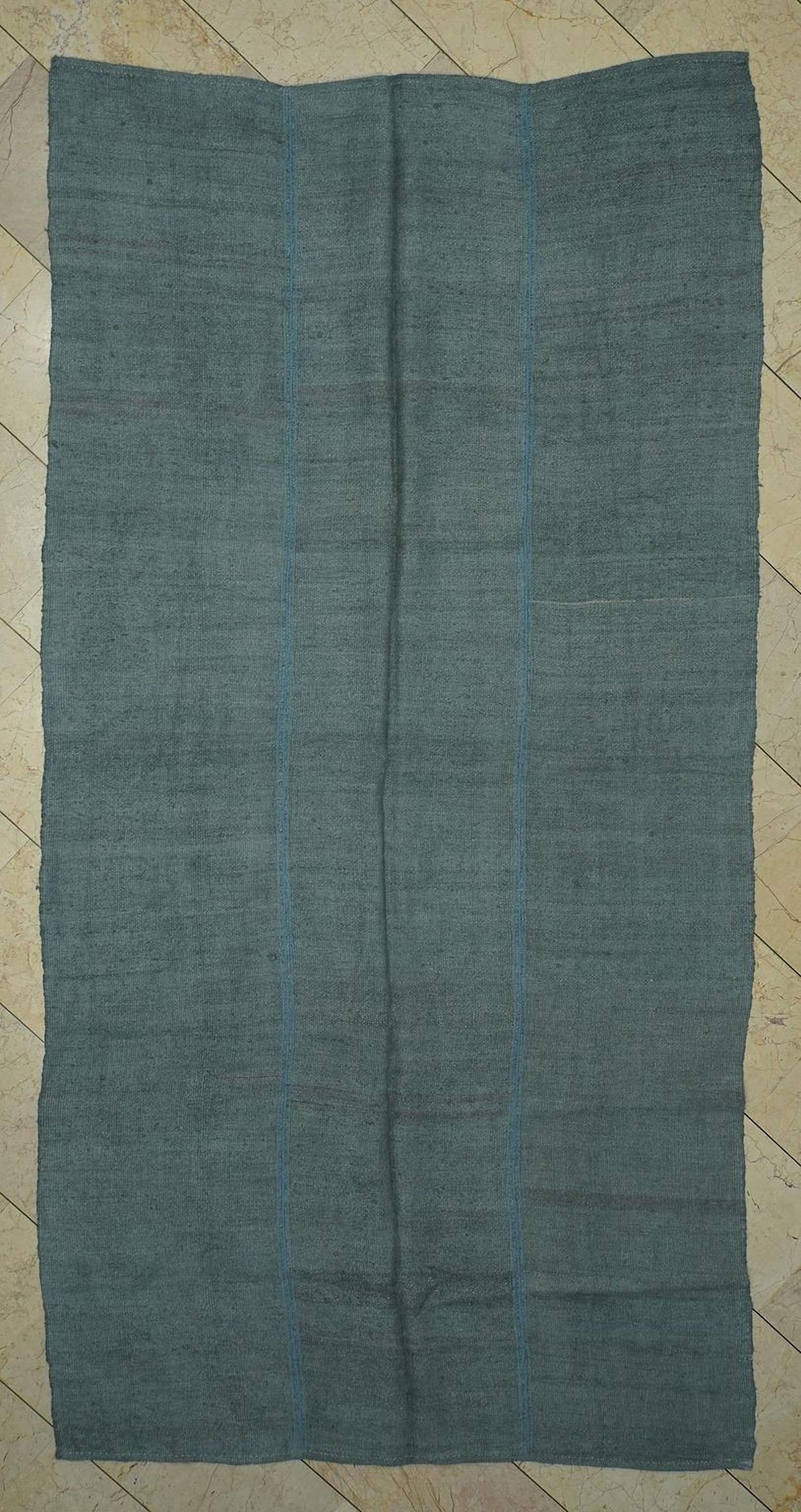 Oversized Gray Hemp Rug - 5.1"x10" - Mid-Century Modern Turkish Kilim