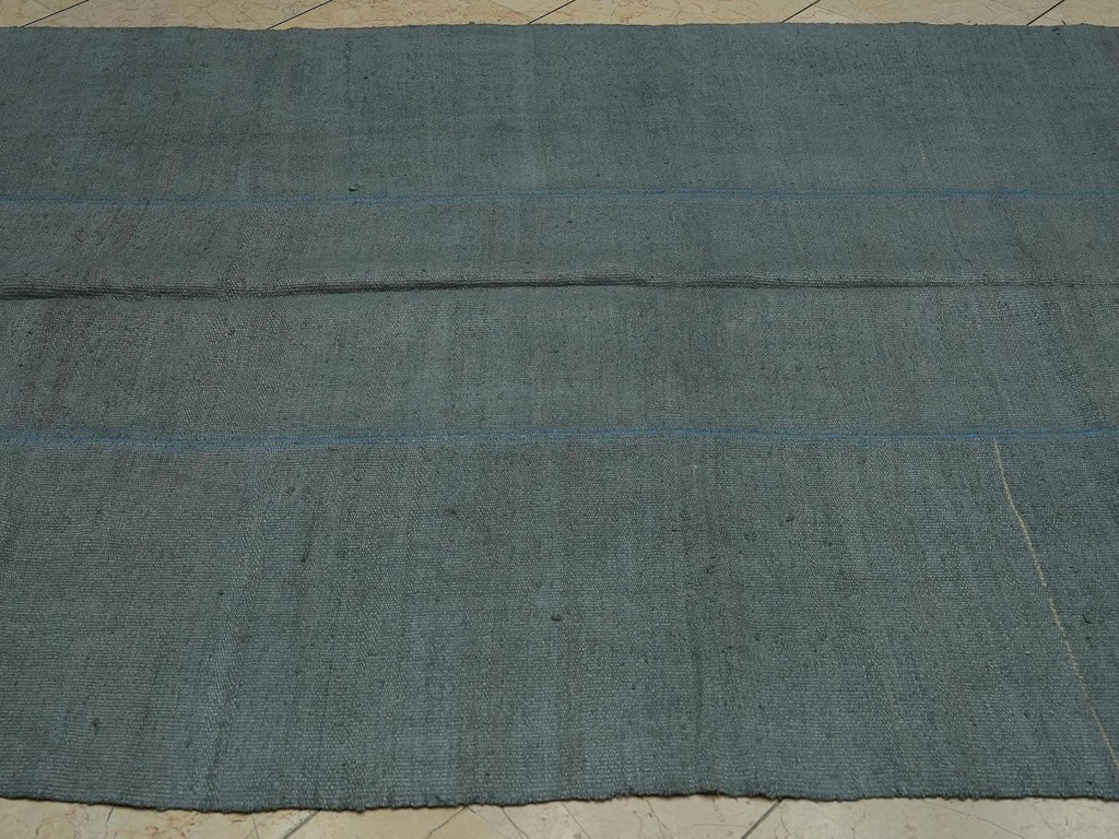 Oversized Gray Hemp Rug - 5.1"x10" - Mid-Century Modern Turkish Kilim