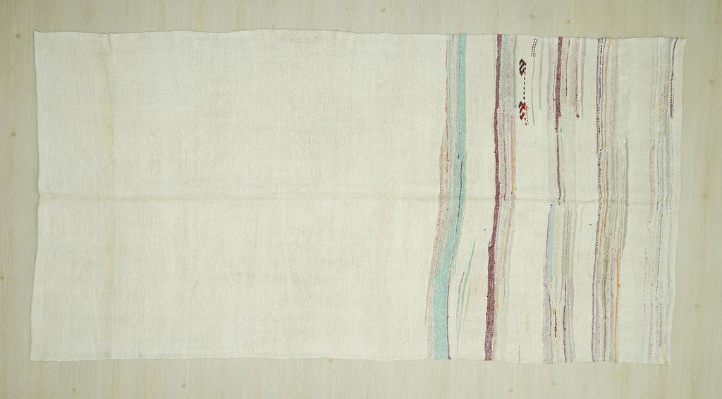 Striped Hemp Kilim Rug: Scandinavian Style Minimalist Decor Rugs, 5,9"x11,4" Feet.