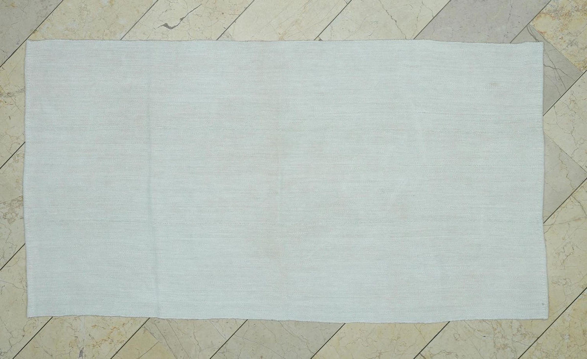 Plain White Organic Hemp Kilim Rug: 3.8x7.2 Feet,Scandinavian Style,Turkish Rugs