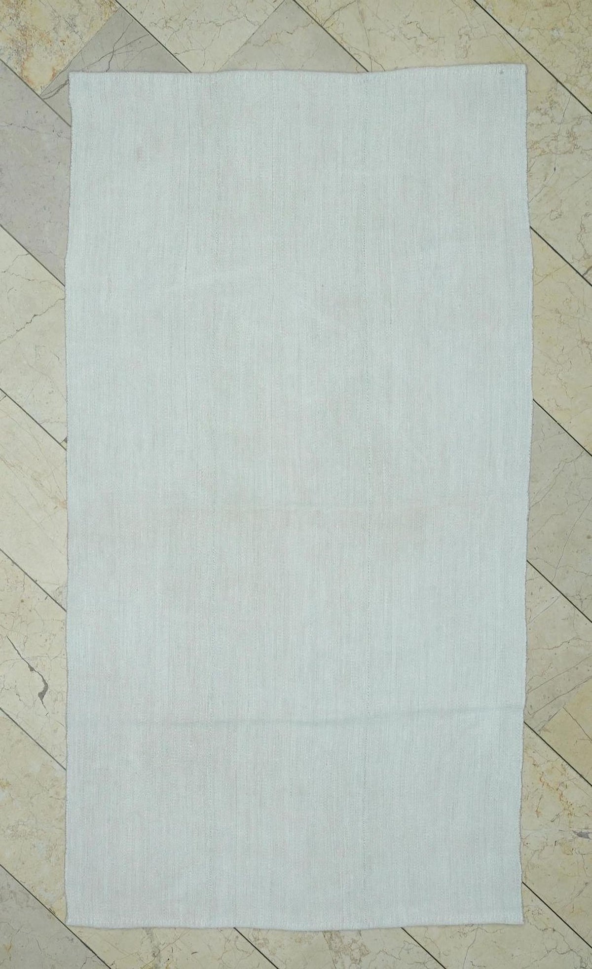 Plain White Organic Hemp Kilim Rug: 3.8x7.2 Feet,Scandinavian Style,Turkish Rugs
