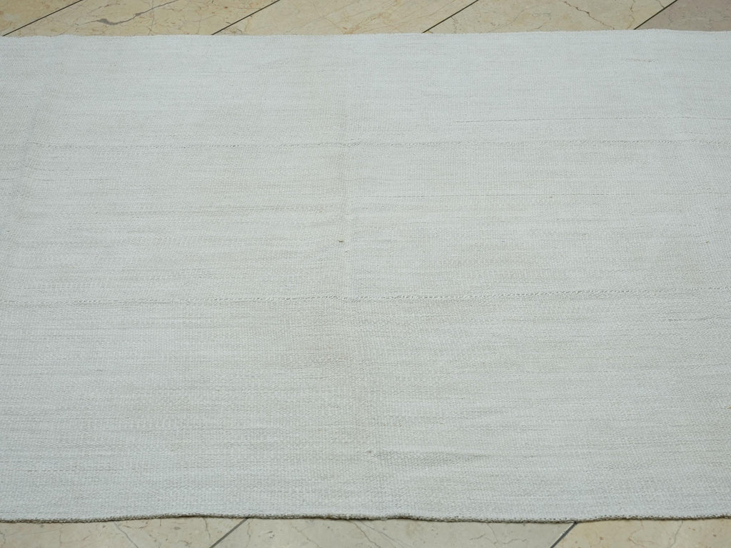 Plain White Organic Hemp Kilim Rug: 3.8x7.2 Feet,Scandinavian Style,Turkish Rugs