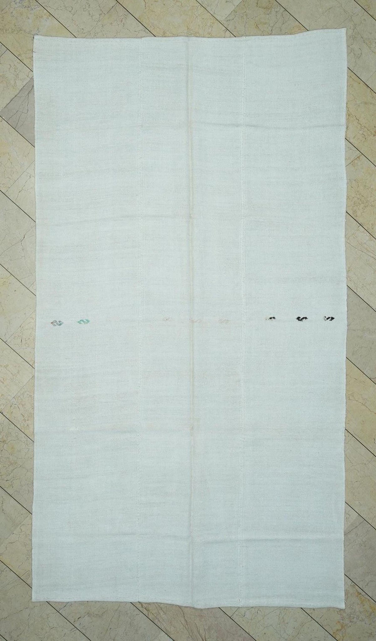 Ivory White Organic Hemp Kilim Rug: 5.7"x10.5' Flat Weave Turkish Rugs,Summer Home Living Decor.