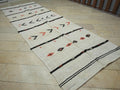 Eco-friendly Vintage Hemp Kilim Rug: 5x14 Minimalist Stripe Runner.