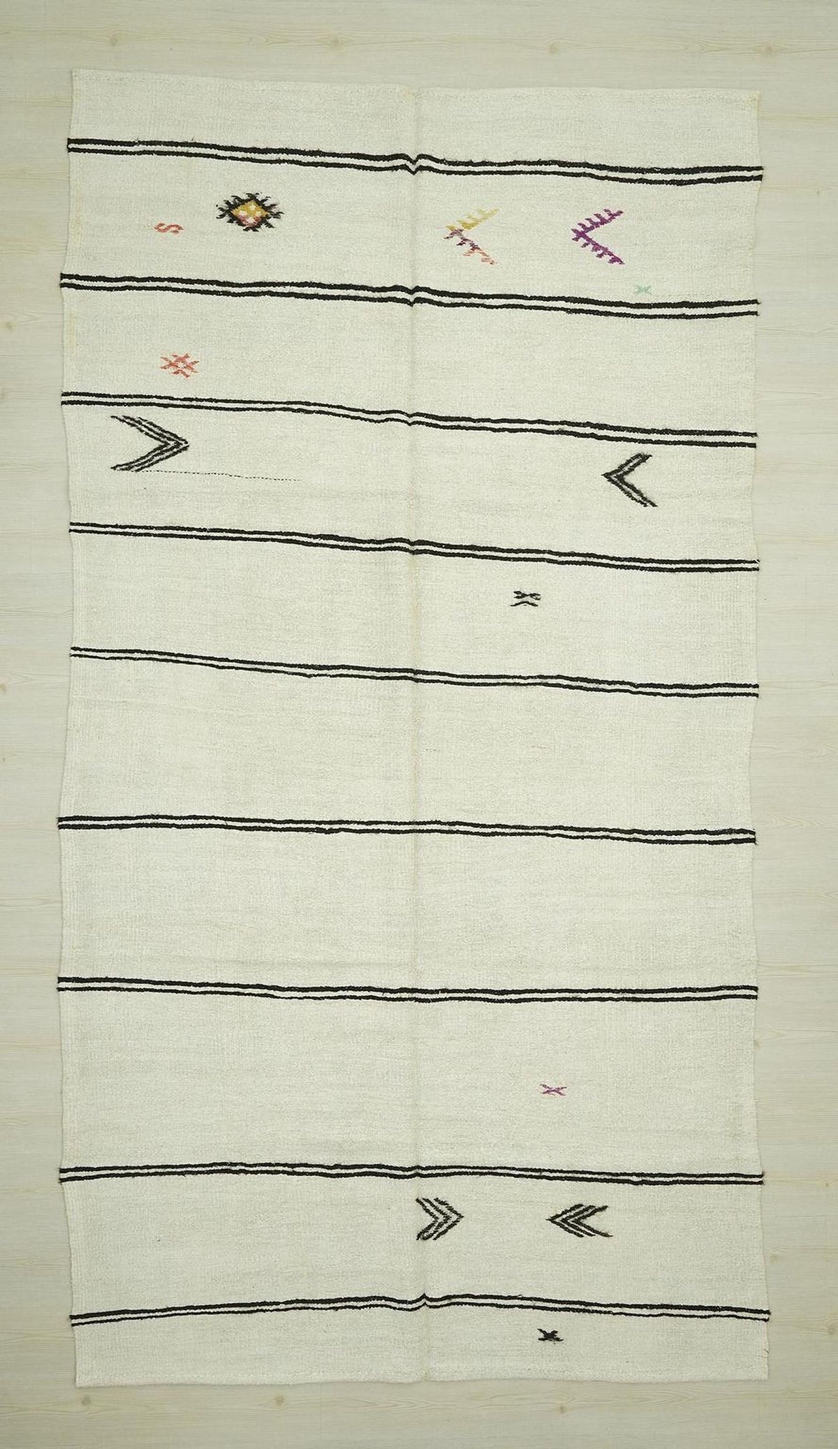 Minimalist Striped Vintage Hemp Kilim Rug: Home Living Decor Turkish Rugs 6,3x11,9 Ft.