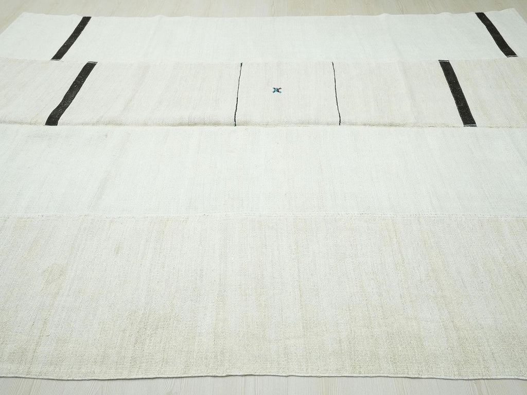 Seasonal Decor Hemp Patchwork Kilim Rug: 7x10 Flat Woven Stripe Abstract Rugs