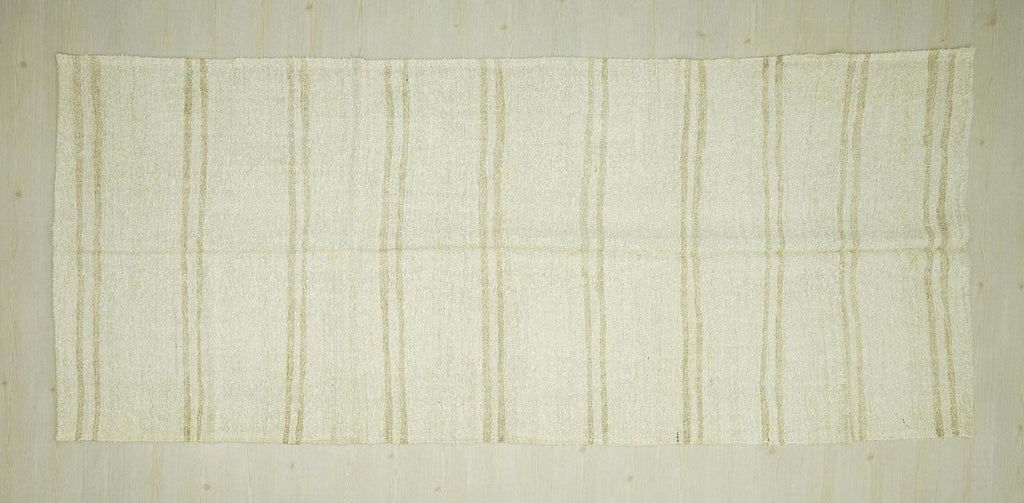 Vintage Hemp Kilim Rug: 5x12 Scandinavian Stripe, Flat Weave