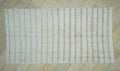 Terra-cotta Stripe Handmade Hemp Kilim Rug: Minimalist Flat Weave Rugs, 5.5"x10.6" Ft.