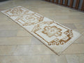 Brown & White Turkish Wool Rug Runner: Home Kitchen Decor Rugs, 3.3 x 10.5 ft.